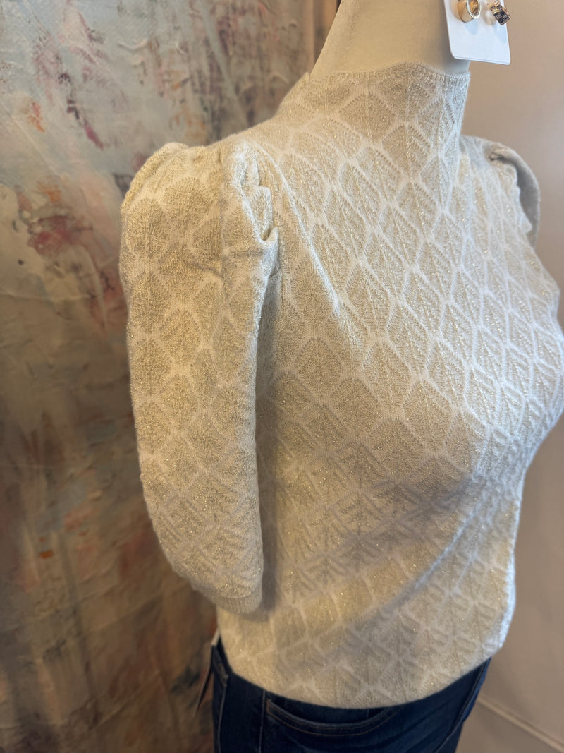Gold Lurex Mock Neck Sweater Top