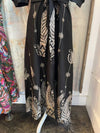 Black Embroidered Tie Waist Dress