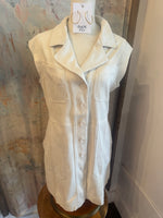 Sleeveless Faux Suede Button Detail Dress