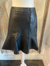 Ruffle Button Down Faux Leather Skirt