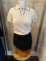 Contrast Trim Knitted Polo Top