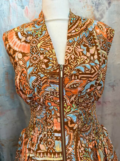Front Zip Closure With Decorative Trim Dress