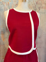 Crimson Top with Piping Detail