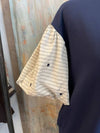 Navy Cream Combo Top
