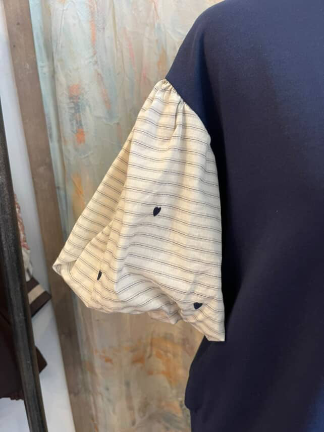 Navy Cream Combo Top