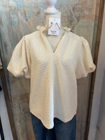 Puff Sleeve Texture Cream Top