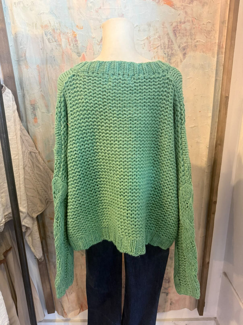 V Neck Cable Oversize Sweater