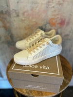 Zina Tan Cream Raffia Sneakers