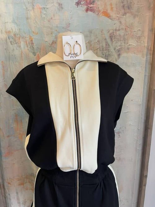 Zip Front Romper with Pockets