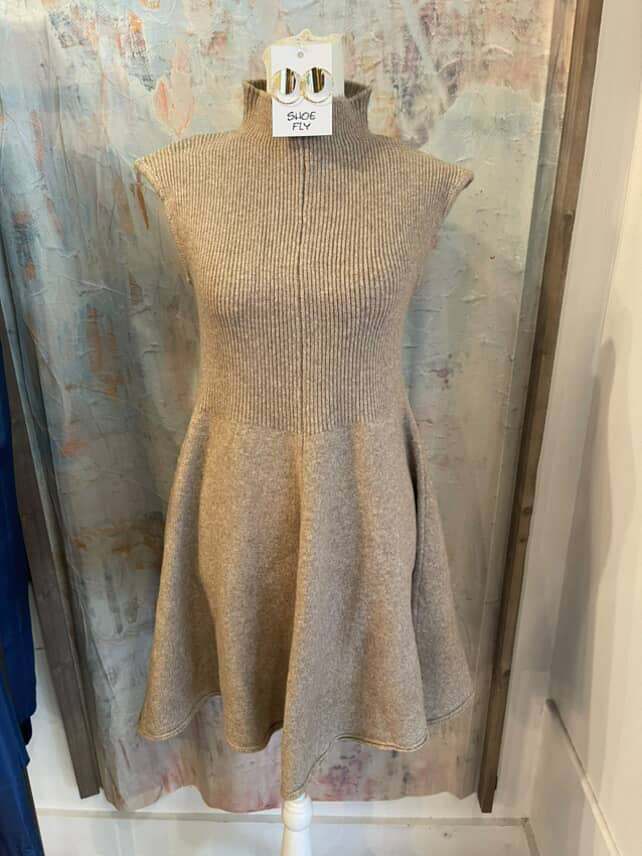 Sleeveless Fit and Flare Sweater Dress