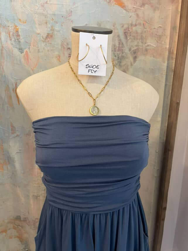 Shirring Detail Strapless Romper