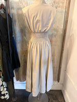 Smocked Waist Faux Leather Dress with Pockets