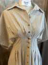 Striped Button Down Shirt Dress with Pockets