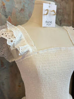 Smocked Ruffle Eyelet Top