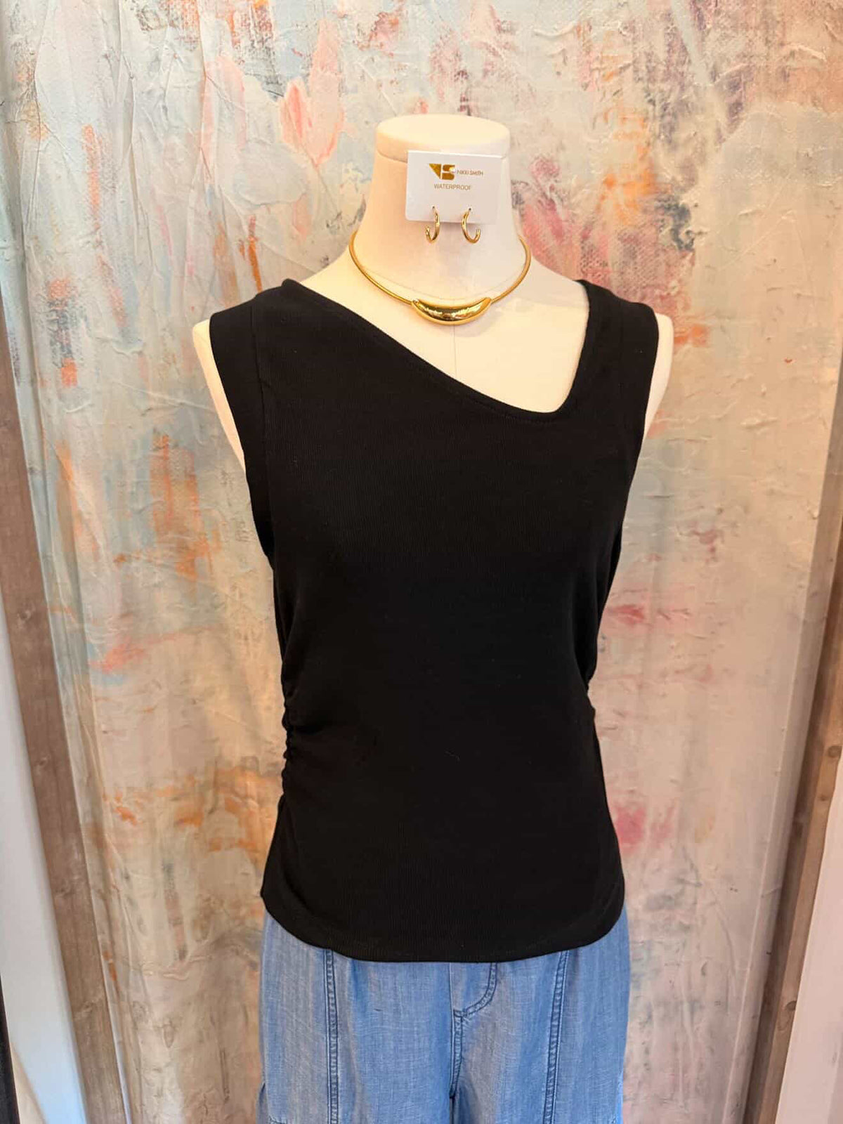 Asymmetric Neck Rib Top