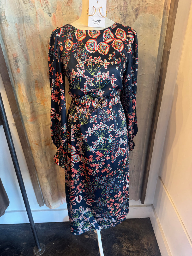 Balloon Sleeve Maxi Dress with Belt