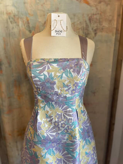 Floral Jacquard Contrast Strap Mini Dress
