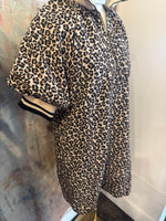 Animal Print Zip Neck Detail Dress with Pockets