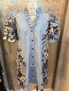 Floral Print Chambray Dress with Pockets