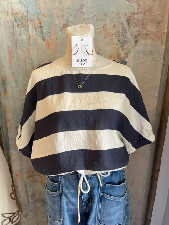 Wide Stripe Boat Neck Top