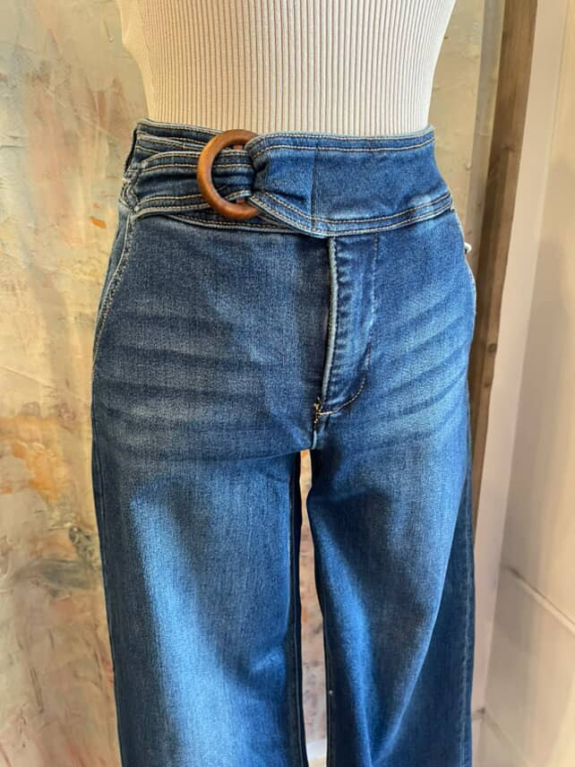 High Rise Crop Wide Jeans (dark denim)