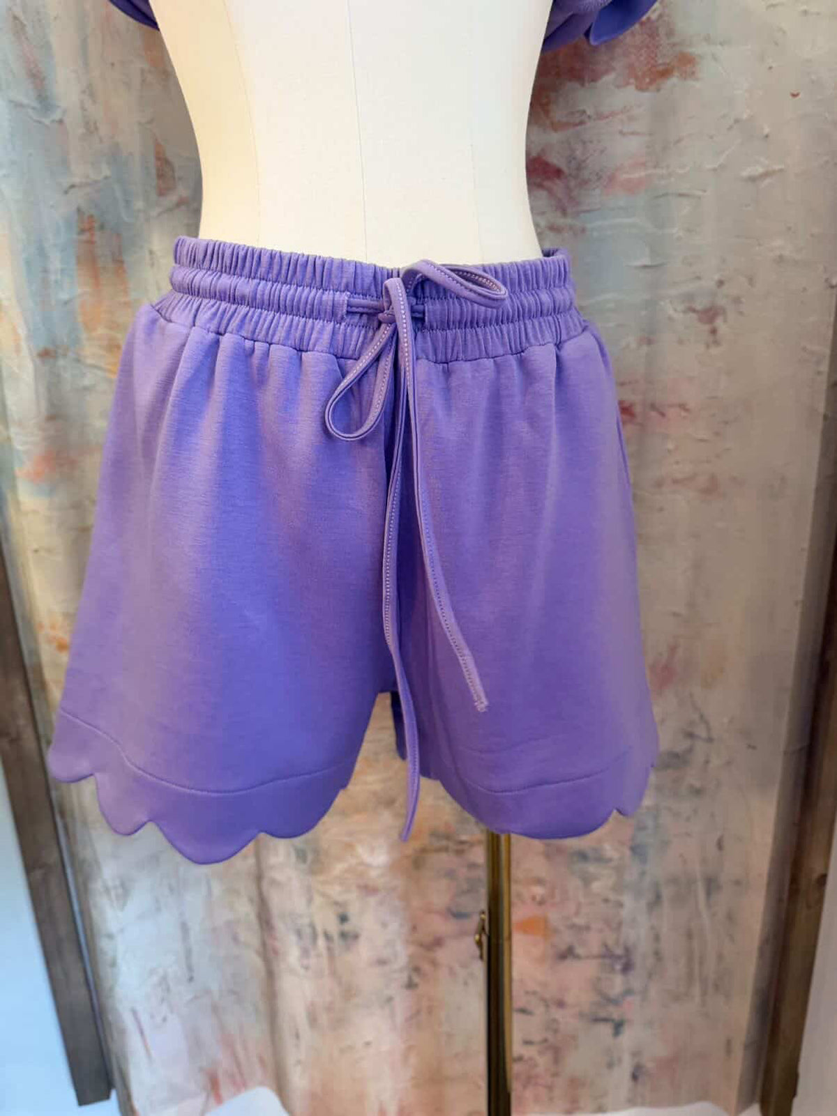 Scallop Detail Lavender Shorts