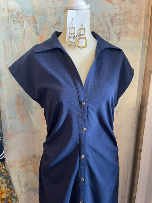 Sleeveless Ruched Maxi Dress with Pockets