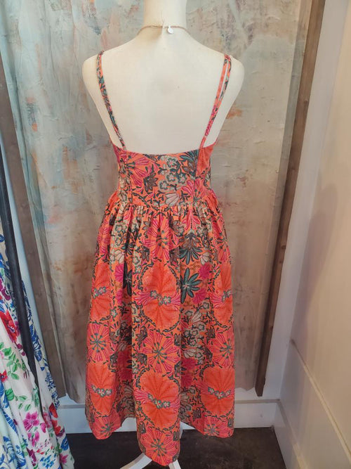 Orange Multi Midi Dress
