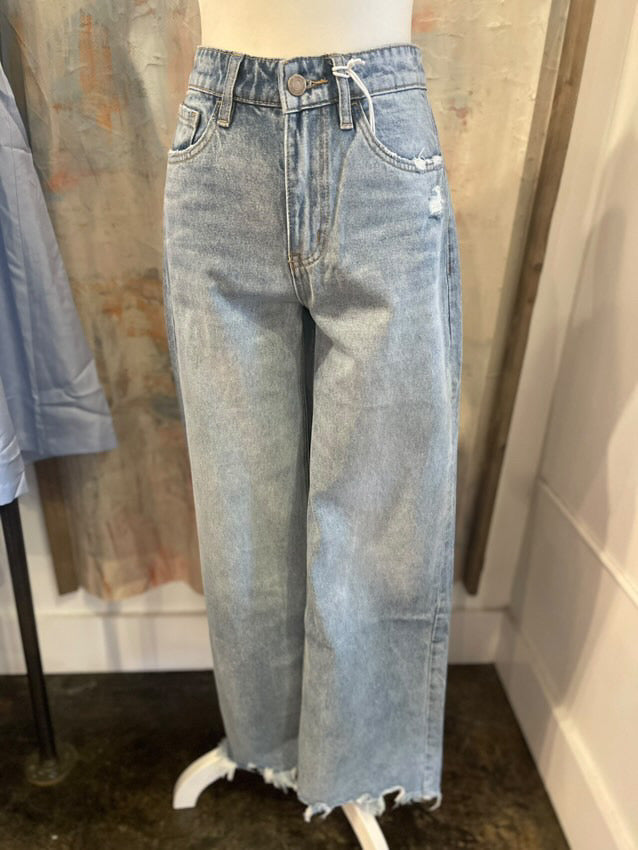 High Rise Wide Leg Light Wash Denim