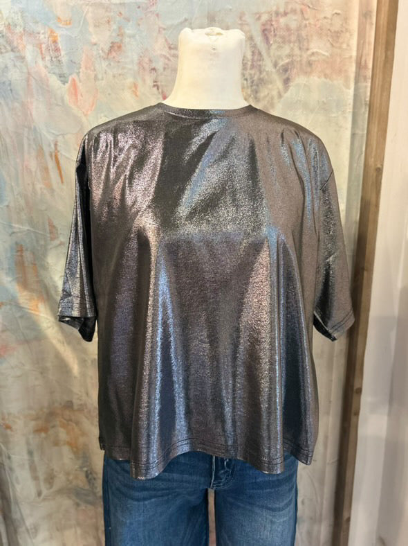 Metallic Short Sleeve Top