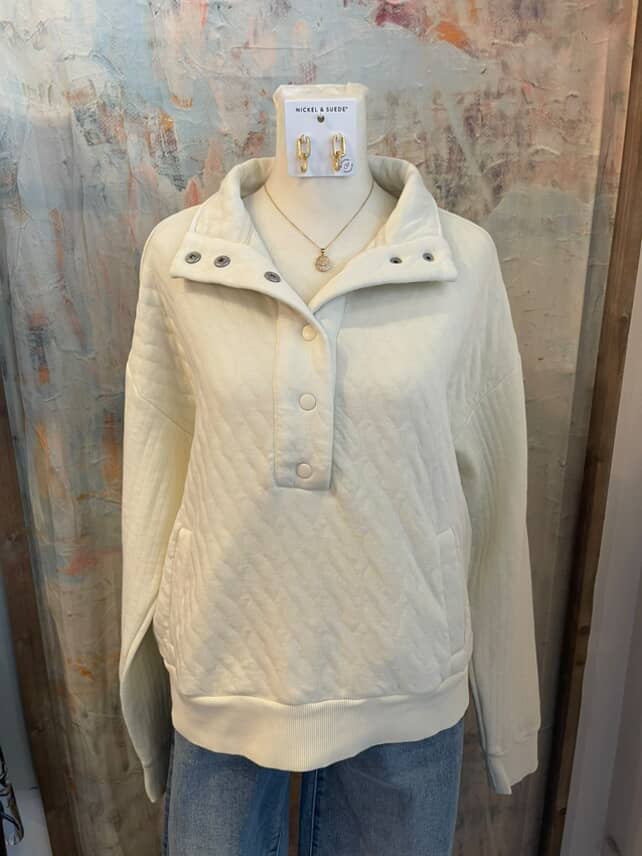 Cream Half Snap Pullover