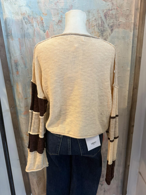 Sleeve Stripe Detail Lightweight Sweater Top