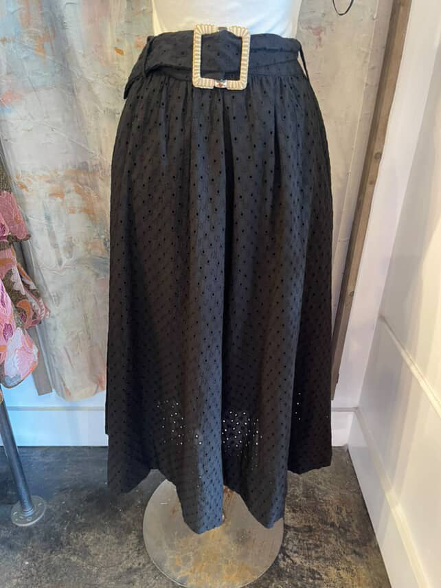 Eyelet Cotton Skirt with Belt