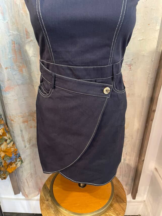 Side Button Top Stitch Dress