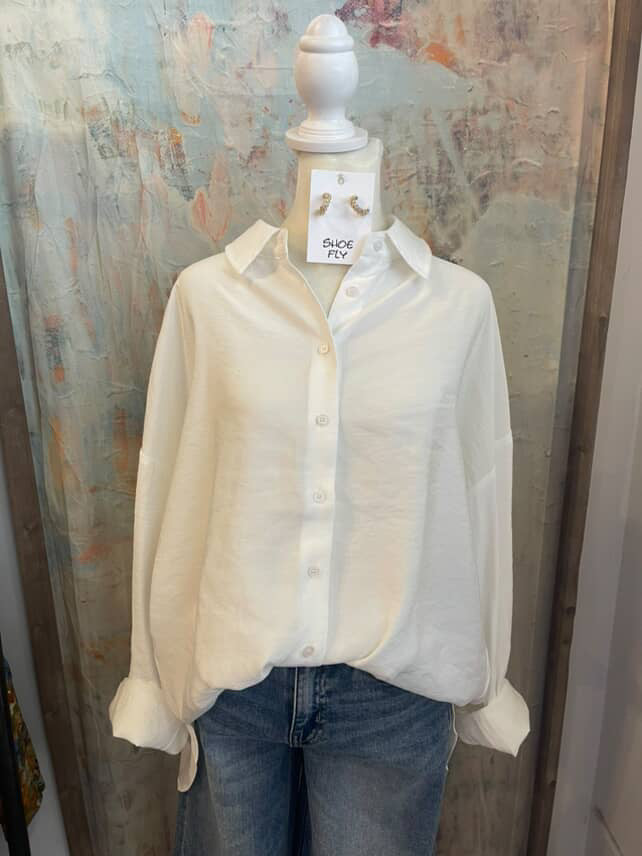Soft Oversized White Button Up Top