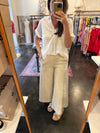 Stretched Cotton Wide Leg Pants