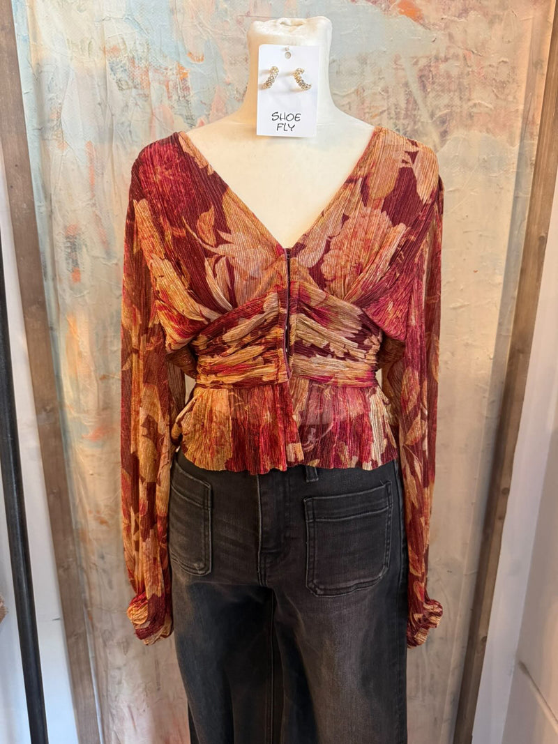 Crimson Gold Long Sleeve Top