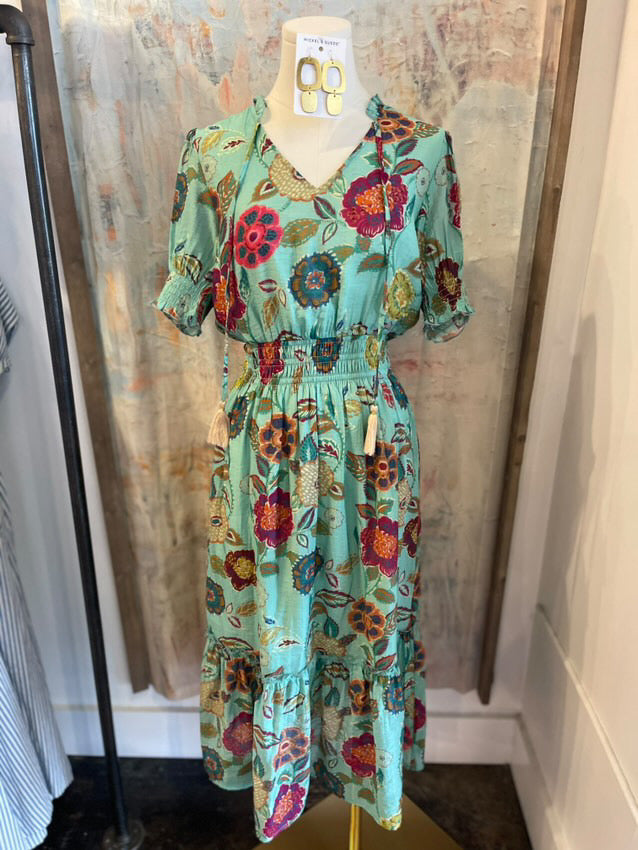 Mint Floral Dress with Pockets