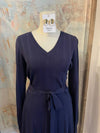 Long Sleeve Navy Sweater Dress with Tie