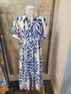 Blue Print Side Tie Dress
