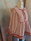 Stripe Peplum Tie Front Top
