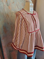 Stripe Peplum Tie Front Top