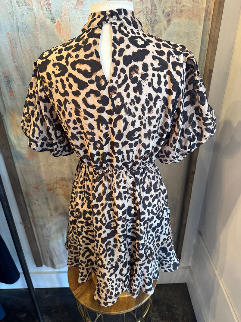 Twist Neck Cheetah Print Dress
