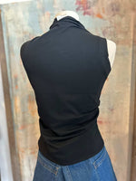Mock Neck Side Ruched Top