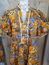 Piping Detail Taupe Floral Dress with Pockets