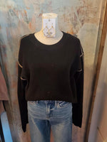 Trim Detail Rib Sweater Top