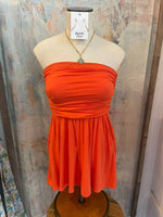 Shirring Detail Strapless Romper