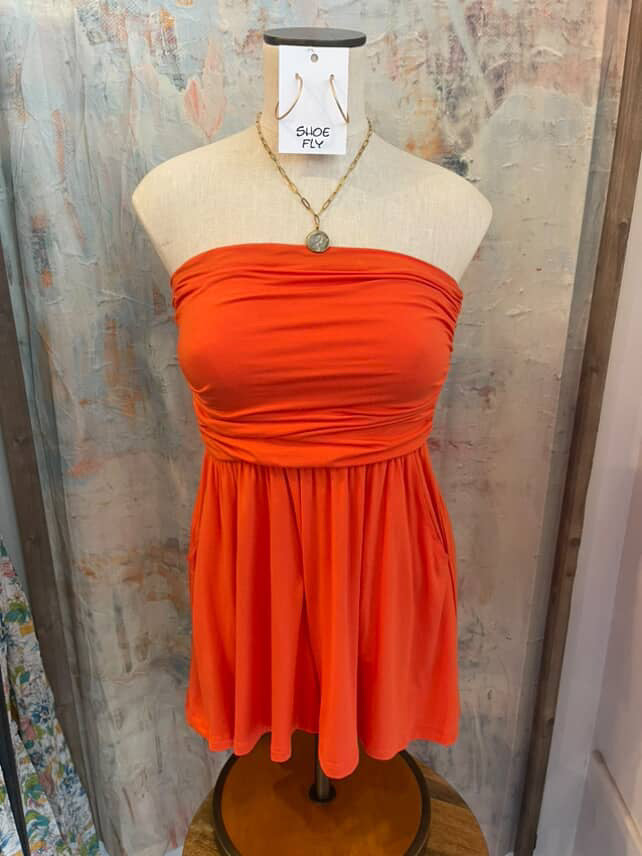 Shirring Detail Strapless Romper