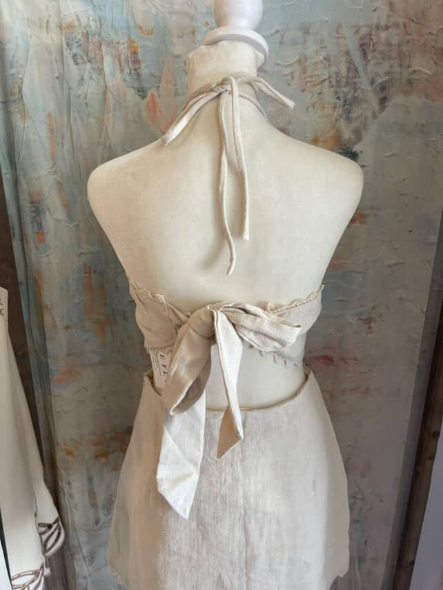 Scarf Tie Border Detail Top