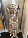 Brown Floral Side Tie Dress